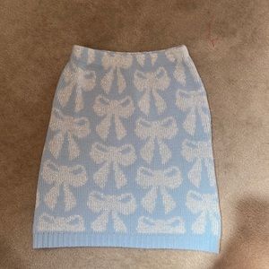 blue and silver bow skirt